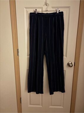 GAP Navy Pinstripe Wide-Leg Pants